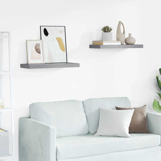 Scaffali a Parete 2 pz Grigi 60x23,5x3,8 cm in MDF