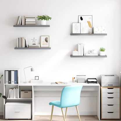 Scaffali a Parete 4 pz Grigi 80x23,5x3,8 cm in MDF | homemem39