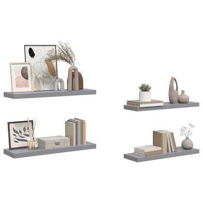 Scaffali a Parete 4 pz Grigi 80x23,5x3,8 cm in MDF | homemem39