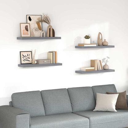 Scaffali a Parete 4 pz Grigi 80x23,5x3,8 cm in MDF