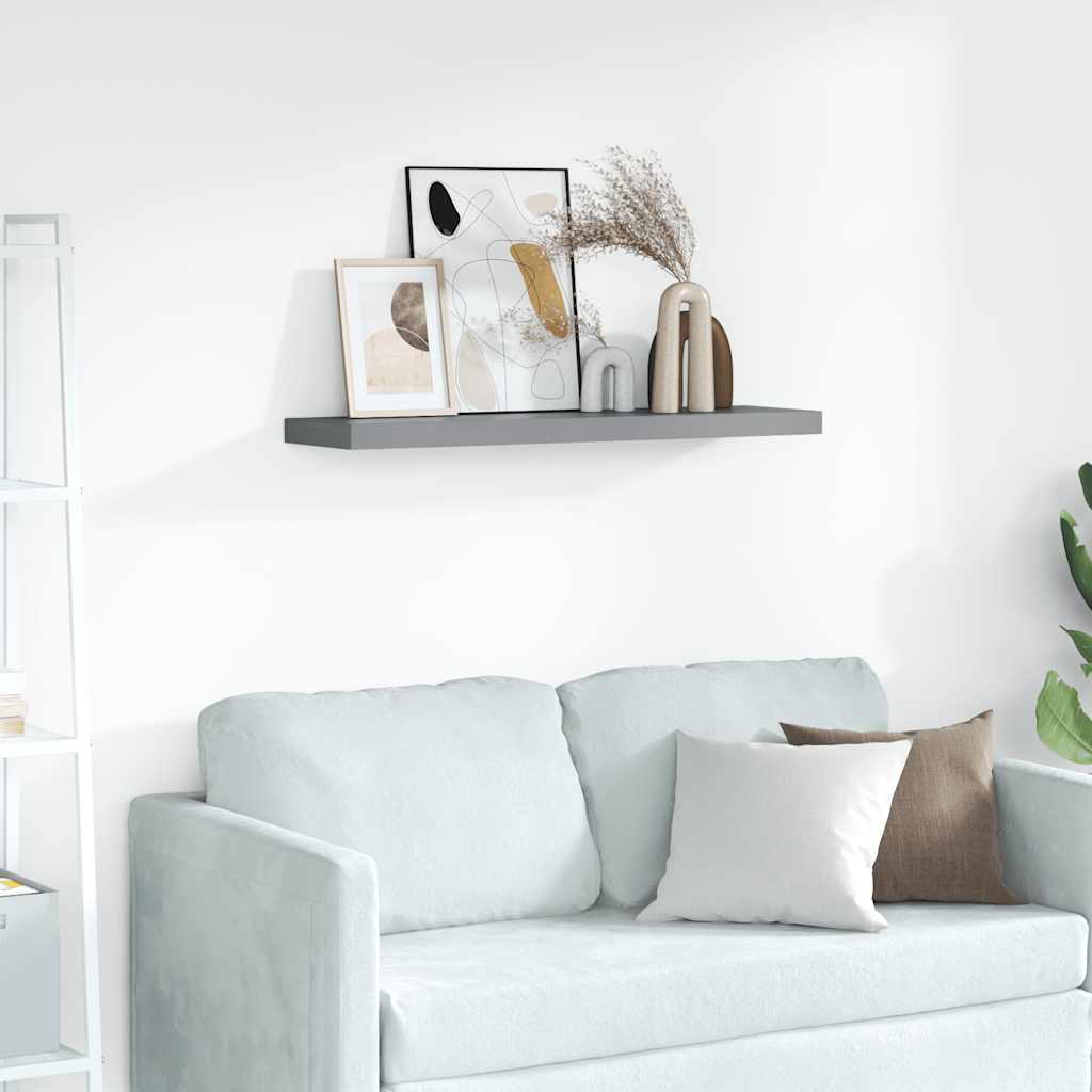 Scaffale a Parete Grigio 90x23,5x3,8 cm in MDF | homemem39