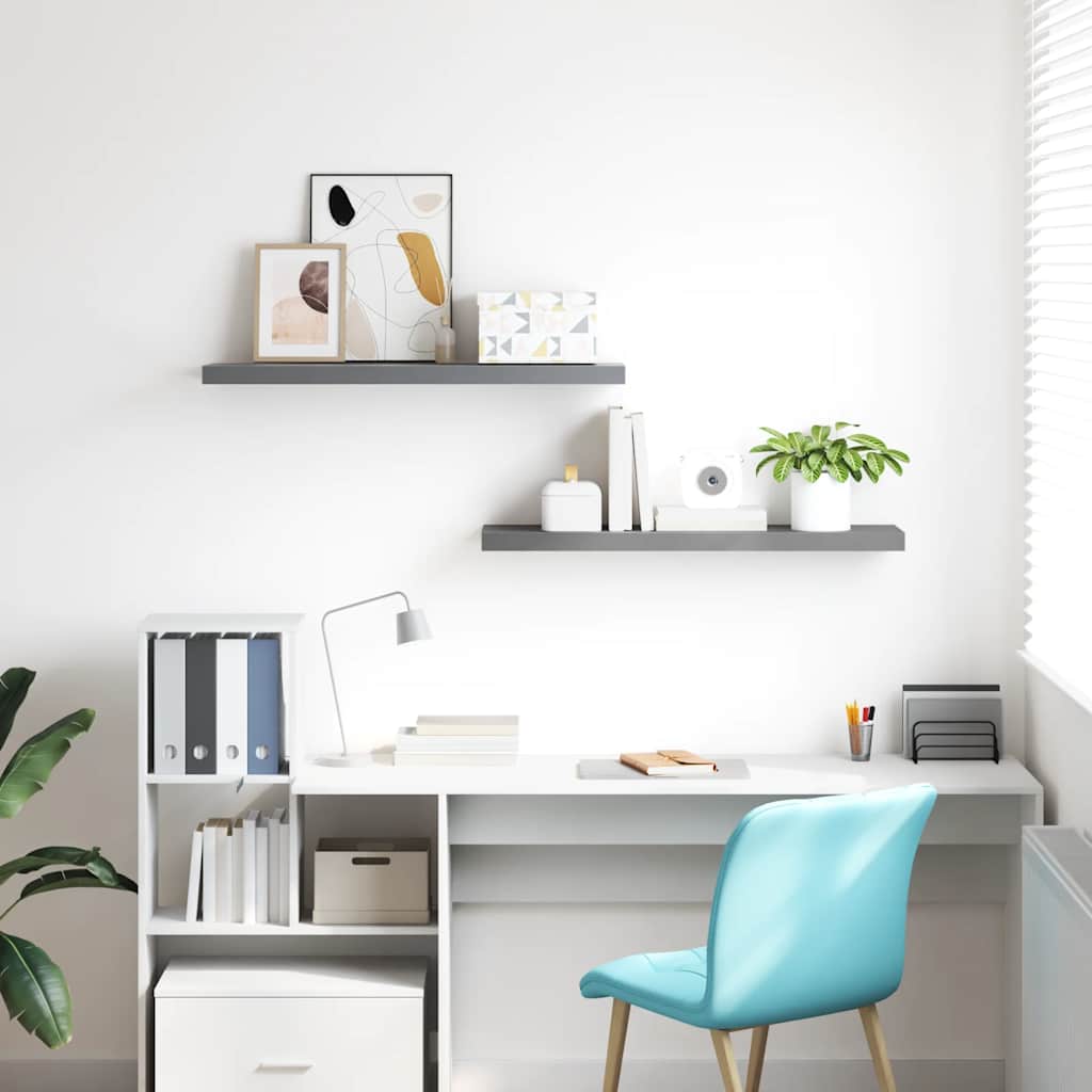 Scaffali a Parete 2 pz Grigi 90x23,5x3,8 cm in MDF - homemem39