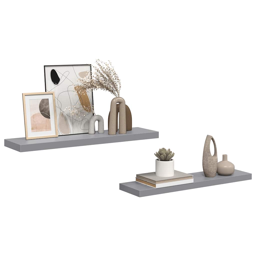 Scaffali a Parete 2 pz Grigi 90x23,5x3,8 cm in MDF | homemem39