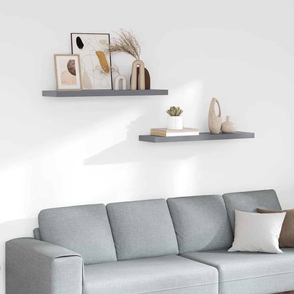 Scaffali a Parete 2 pz Grigi 90x23,5x3,8 cm in MDF - homemem39