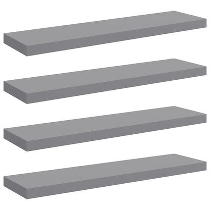 Scaffali a Parete 4 pz Grigi 90x23,5x3,8 cm in MDF