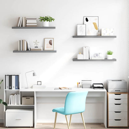 Scaffali a Parete 4 pz Grigi 90x23,5x3,8 cm in MDF | homemem39