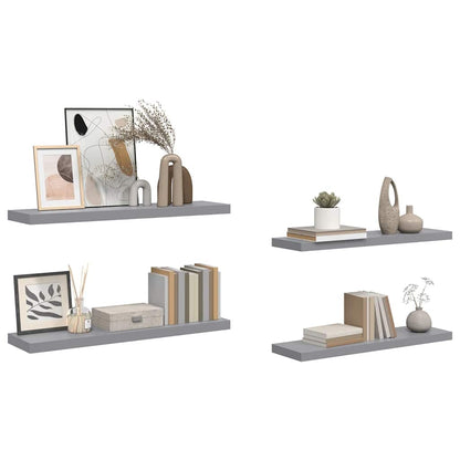 Scaffali a Parete 4 pz Grigi 90x23,5x3,8 cm in MDF | homemem39