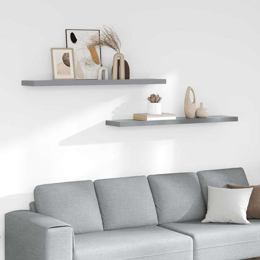 Scaffali a Parete 2 pz Grigi 120x23,5x3,8 cm in MDF | homemem39