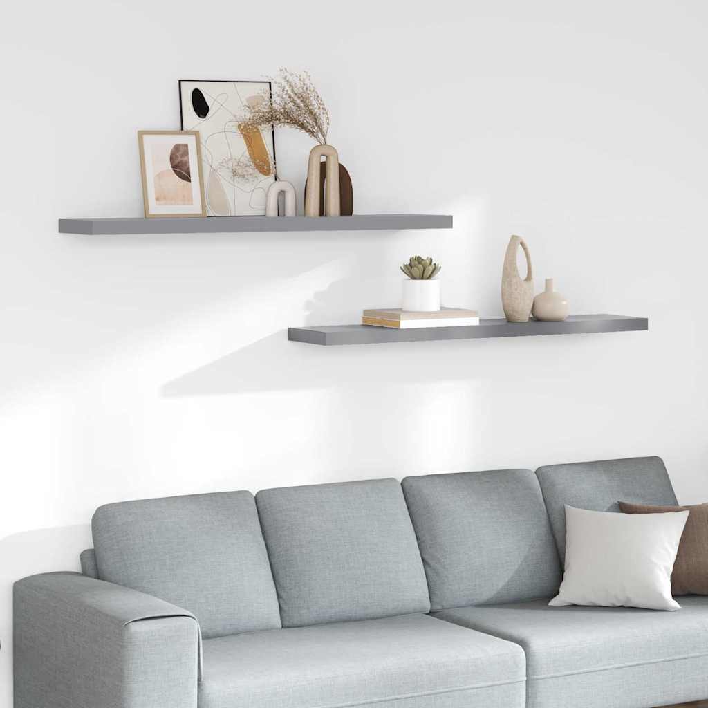 Scaffali a Parete 2 pz Grigi 120x23,5x3,8 cm in MDF