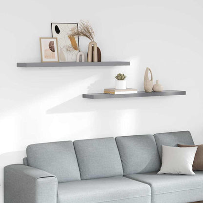 Scaffali a Parete 2 pz Grigi 120x23,5x3,8 cm in MDF
