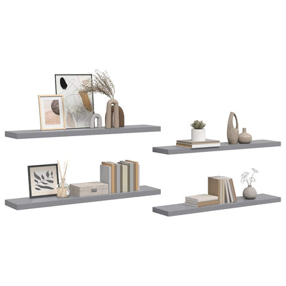 Scaffali a Parete 2 pz Grigi 120x23,5x3,8 cm in MDF | homemem39