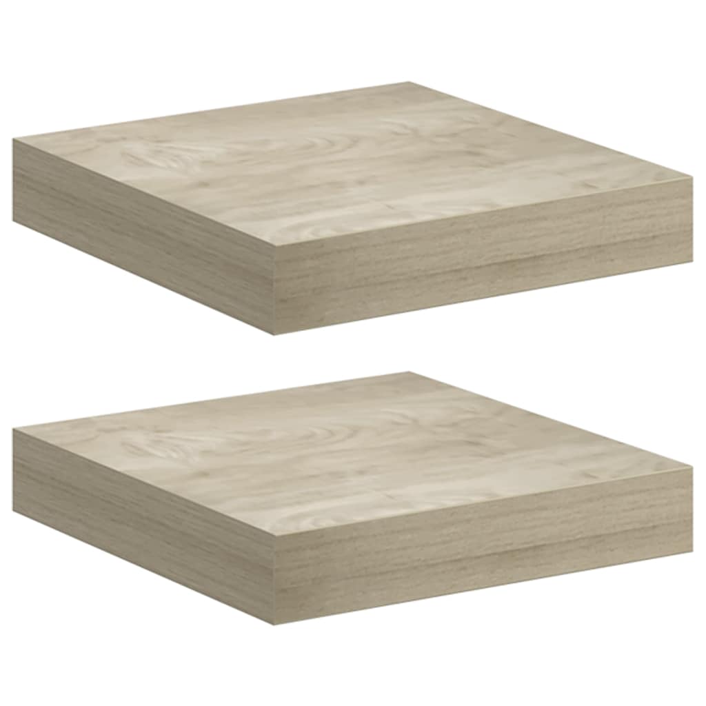 Scaffali a Parete 2 pz Rovere 23x23,5x3,8 cm in MDF