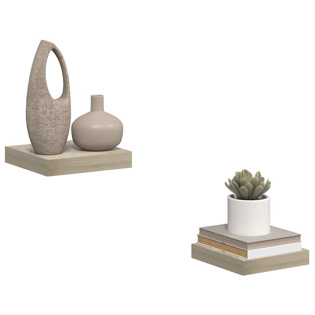 Scaffali a Parete 2 pz Rovere 23x23,5x3,8 cm in MDF