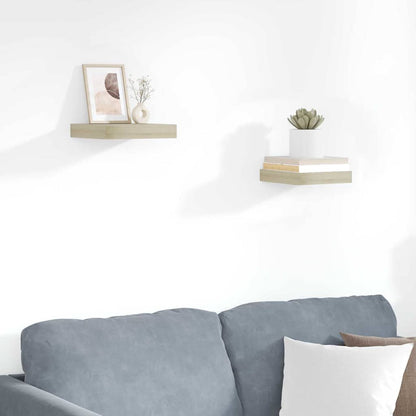 Scaffali a Parete 2 pz Rovere 23x23,5x3,8 cm in MDF