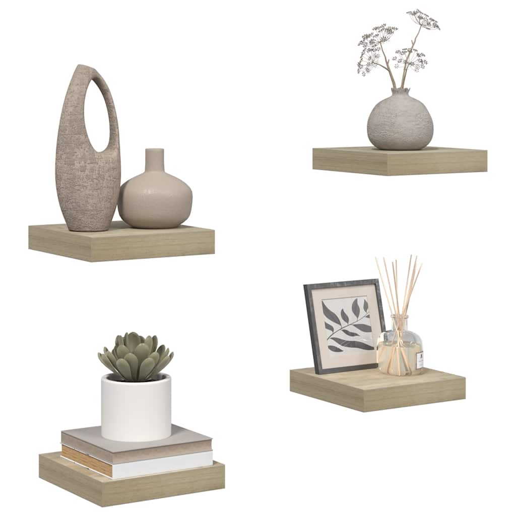 Scaffali a Parete 4 pz Rovere 23x23,5x3,8 cm in MDF | homemem39