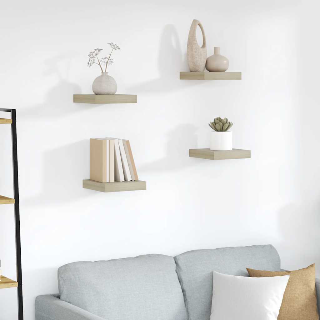 Scaffali a Parete 4 pz Rovere 23x23,5x3,8 cm in MDF | homemem39