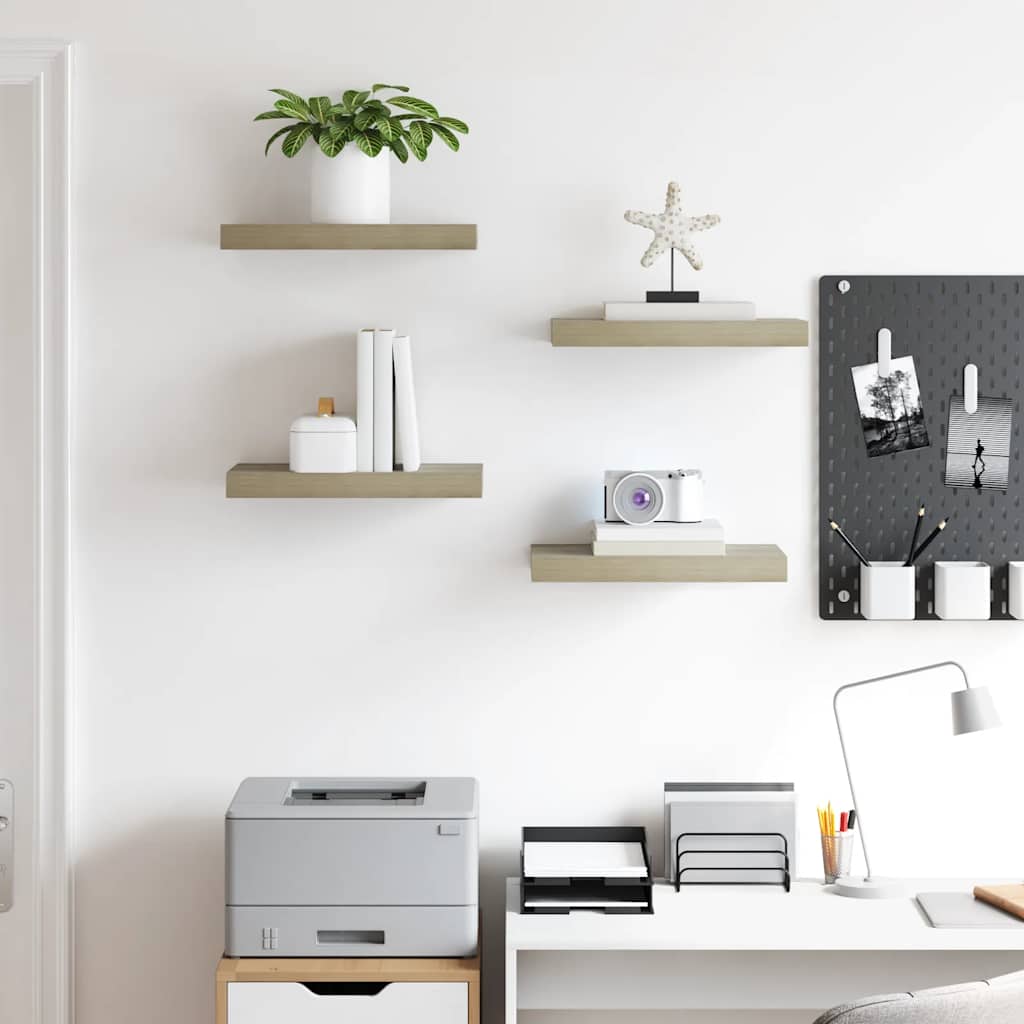 Scaffali a Parete 4 pz Rovere 40x23,5x3,8 cm in MDF | homemem39