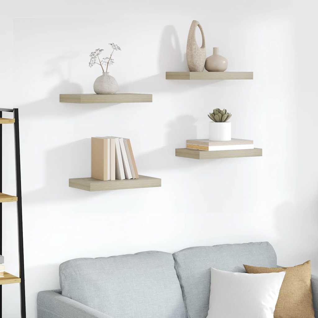 Scaffali a Parete 4 pz Rovere 40x23,5x3,8 cm in MDF | homemem39