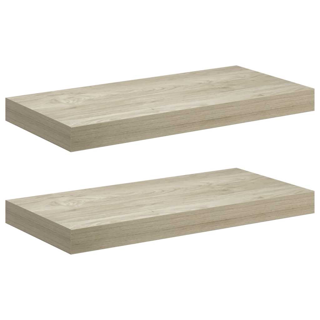 Scaffali a Parete 2 pz Rovere 50x23,5x3,8 cm in MDF