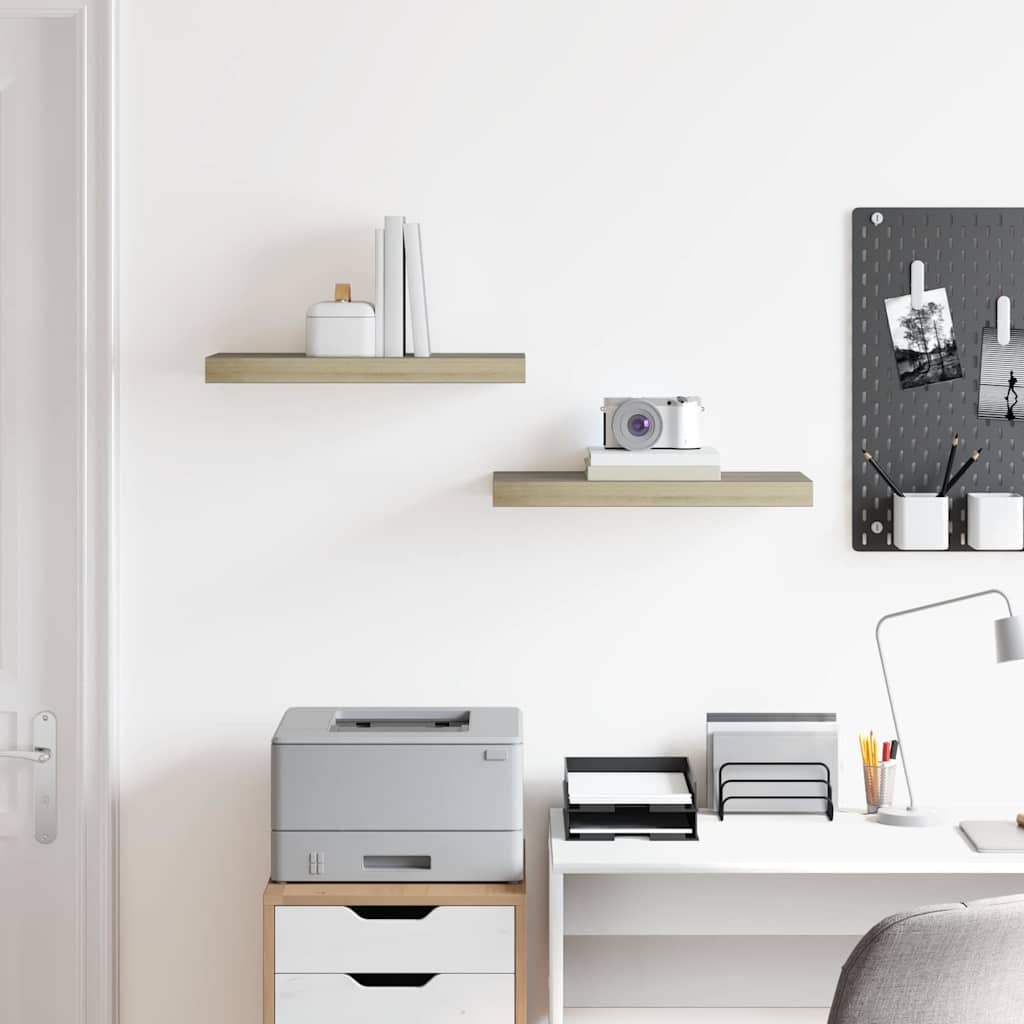 Scaffali a Parete 2 pz Rovere 50x23,5x3,8 cm in MDF