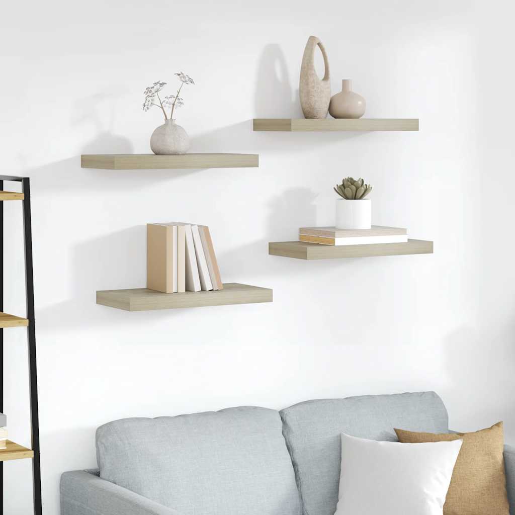 Scaffali a Parete 4 pz Rovere 50x23x3,8 cm in MDF | homemem39