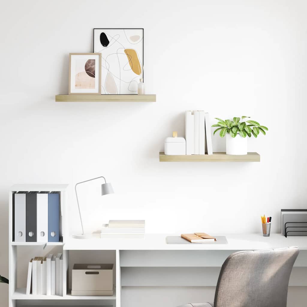 Scaffali a Parete 2 pz Rovere 60x23,5x3,8 cm in MDF | homemem39