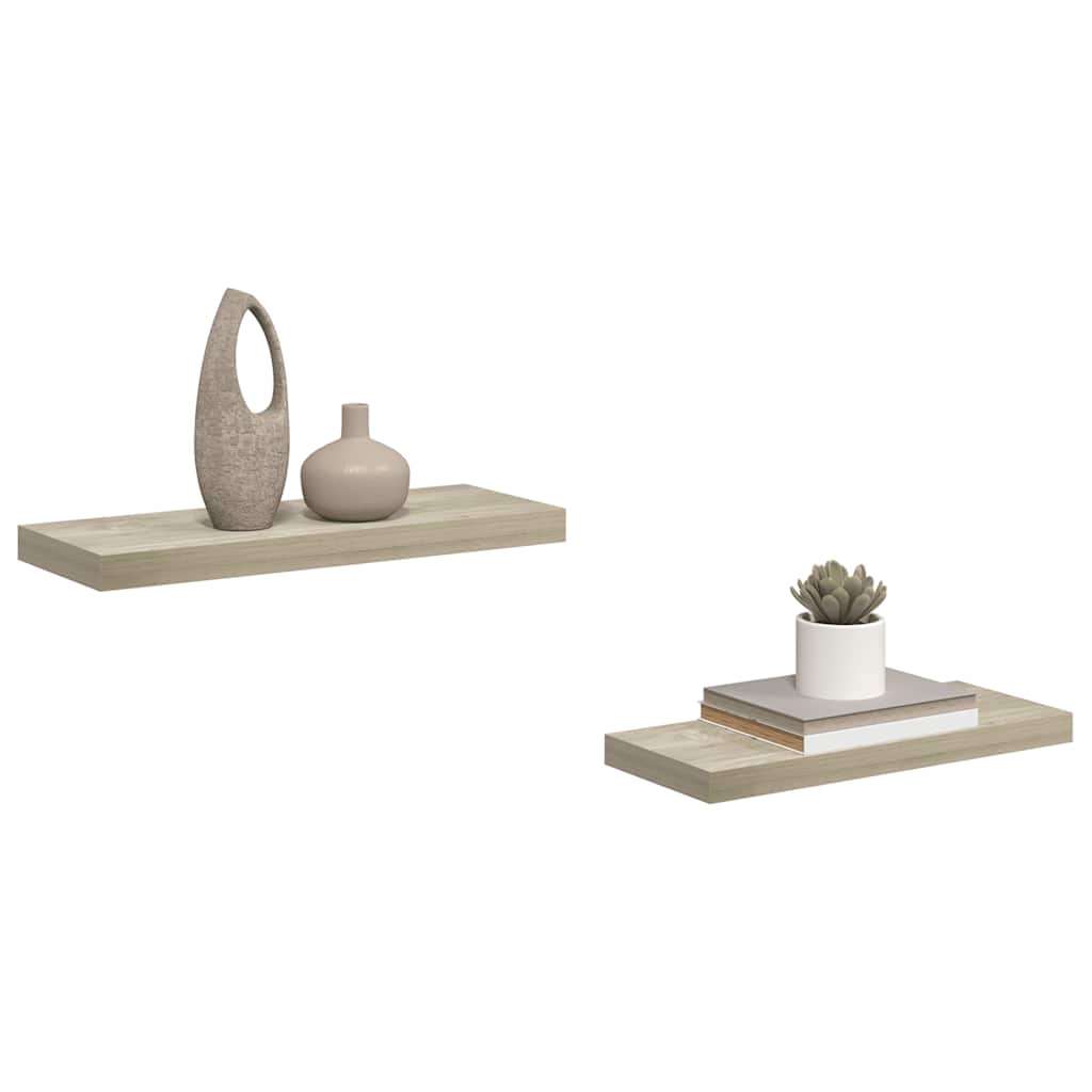 Scaffali a Parete 2 pz Rovere 60x23,5x3,8 cm in MDF | homemem39