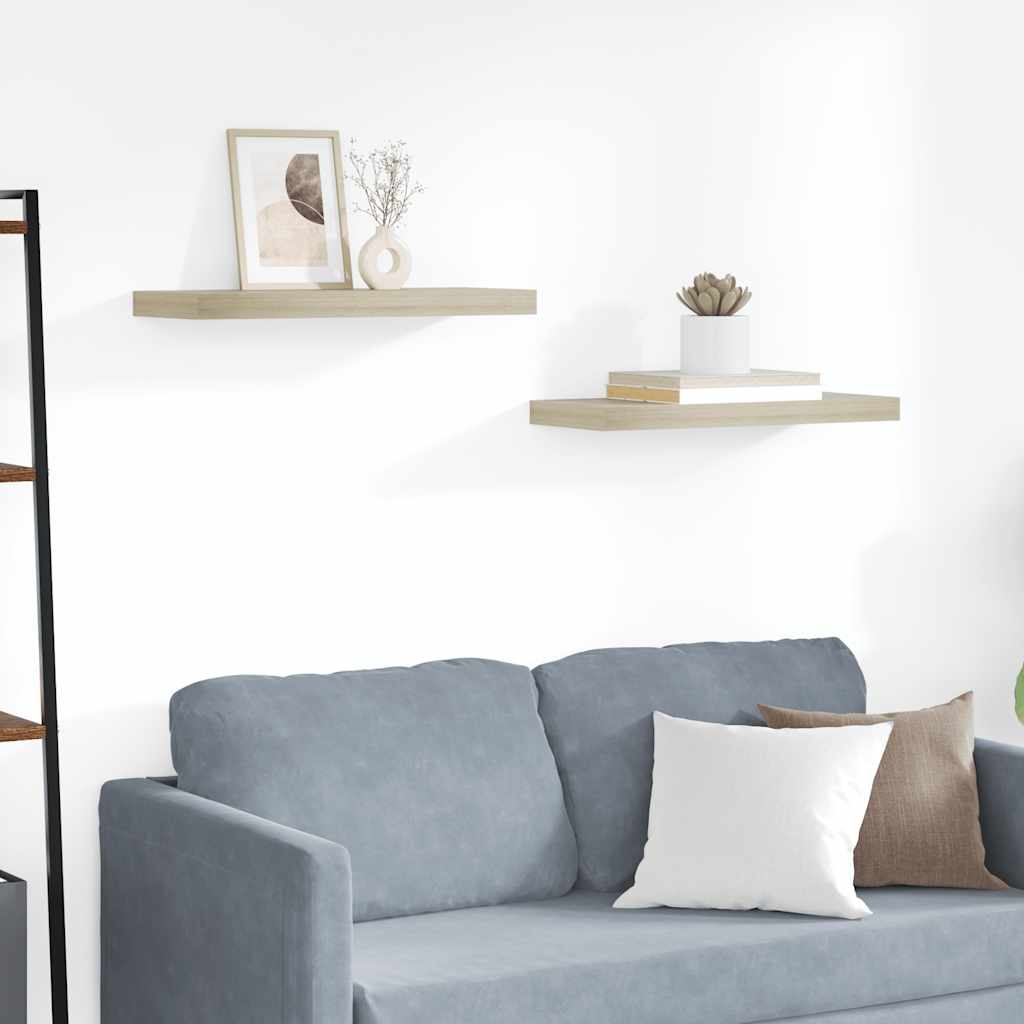 Scaffali a Parete 2 pz Rovere 60x23,5x3,8 cm in MDF | homemem39