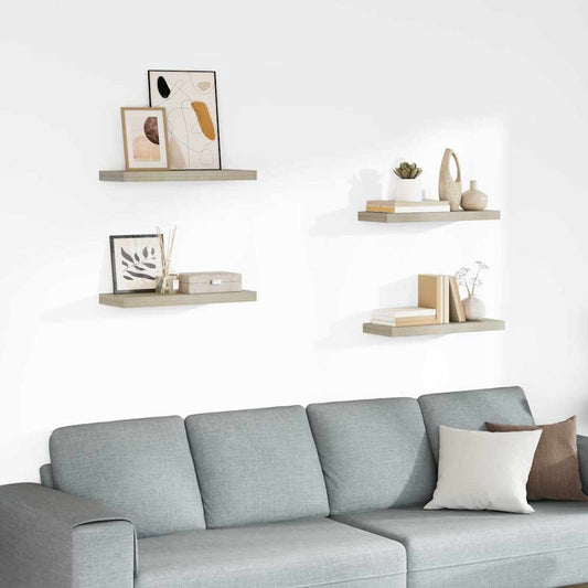 Scaffali a Parete 4 pz Rovere 60x23,5x3,8 cm in MDF | homemem39