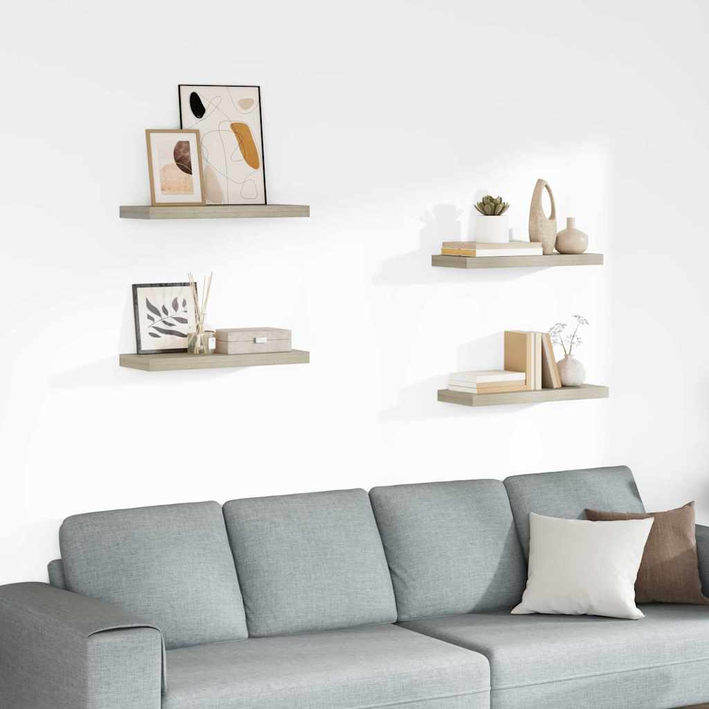 Scaffali a Parete 4 pz Rovere 60x23,5x3,8 cm in MDF