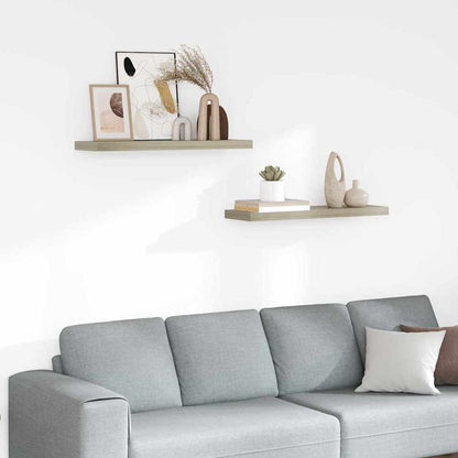 Scaffali a Parete 2 pz Rovere 80x23,5x3,8 cm in MDF