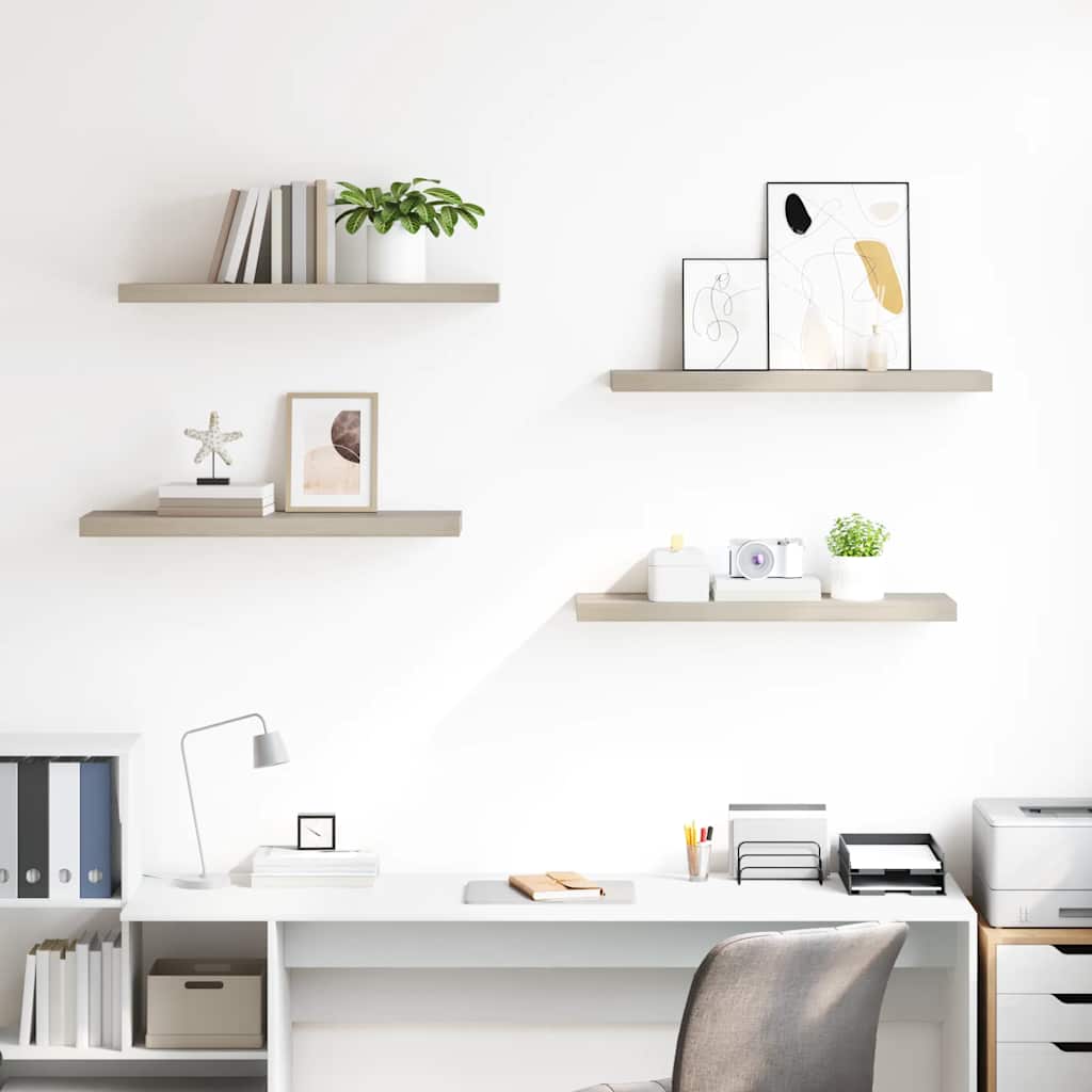 Scaffali a Parete 4 pz Rovere 80x23,5x3,8 cm in MDF | homemem39