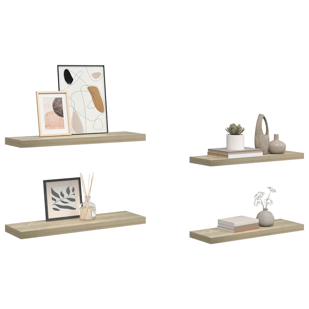 Scaffali a Parete 4 pz Rovere 80x23,5x3,8 cm in MDF | homemem39