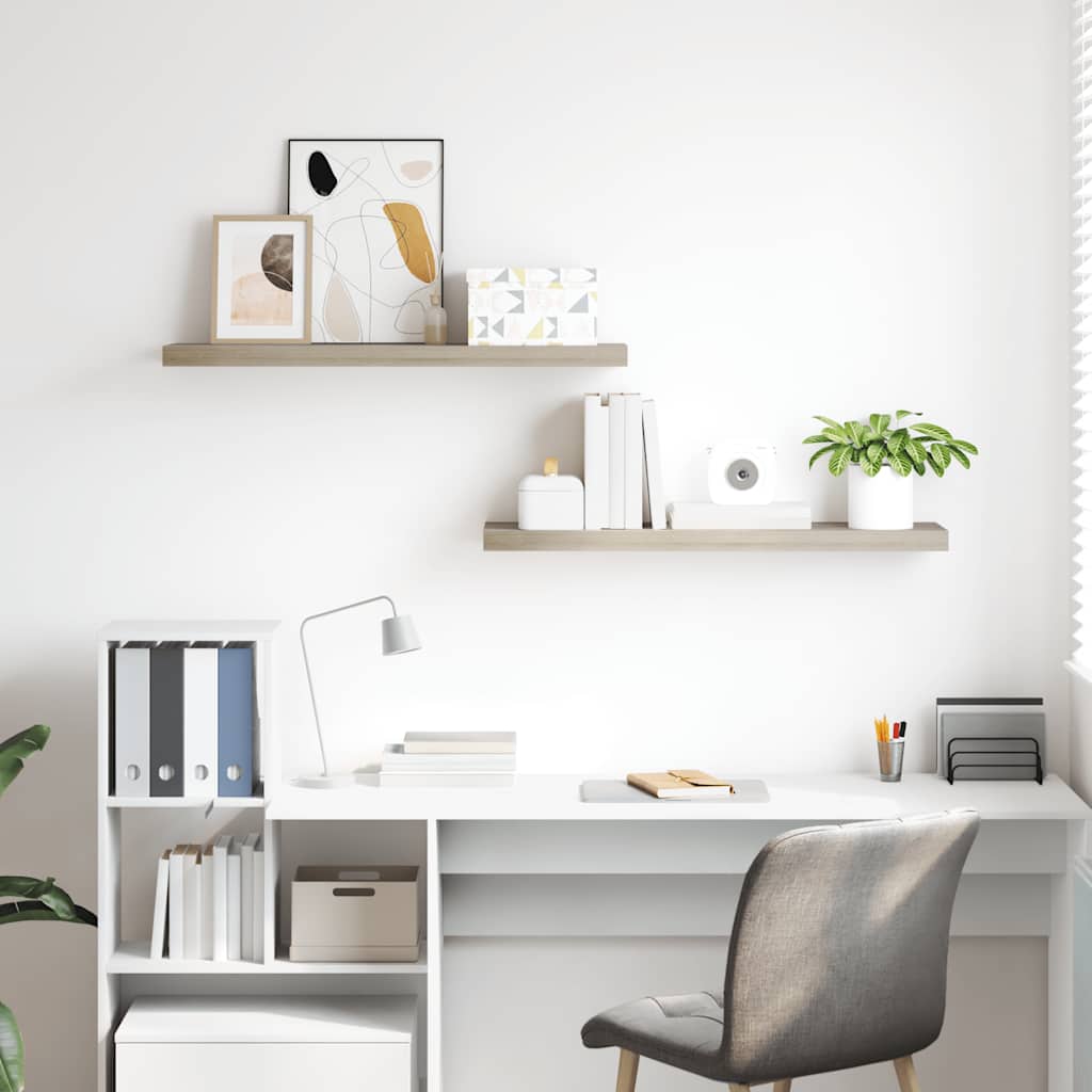 Scaffali a Parete 2 pz Rovere 90x23,5x3,8 cm in MDF | homemem39