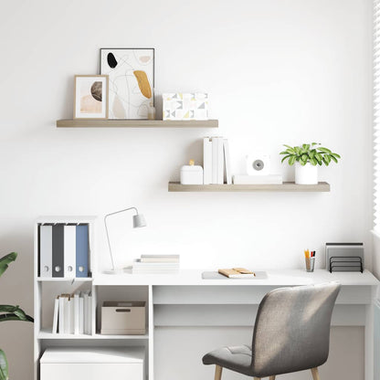 Scaffali a Parete 2 pz Rovere 90x23,5x3,8 cm in MDF | homemem39
