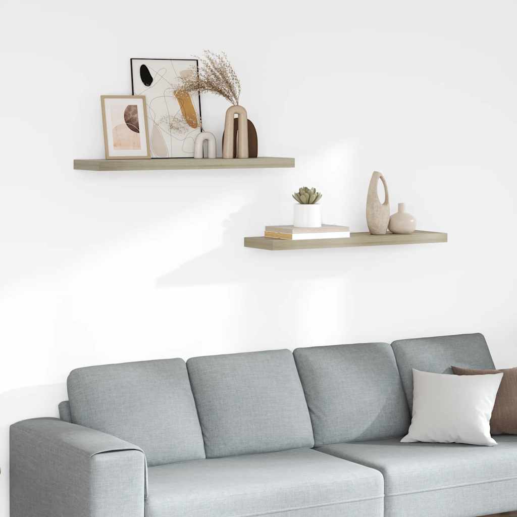 Scaffali a Parete 2 pz Rovere 90x23,5x3,8 cm in MDF | homemem39