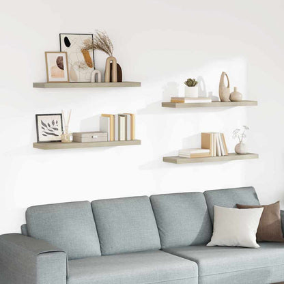 Scaffali a Parete 4 pz Rovere 90x23,5x3,8 cm in MDF