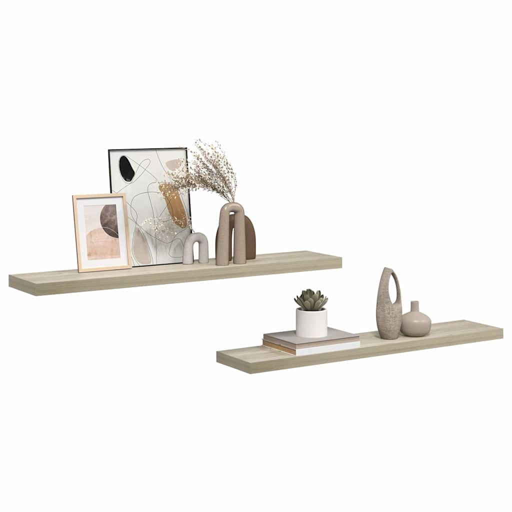 Scaffali a Parete 2 pz Rovere 120x23,5x3,8 cm in MDF