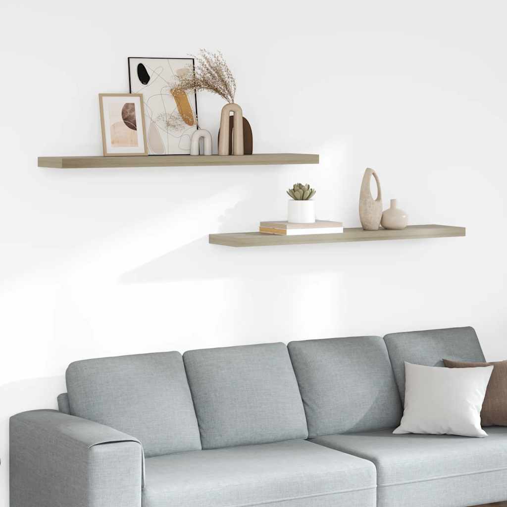 Scaffali a Parete 2 pz Rovere 120x23,5x3,8 cm in MDF | homemem39