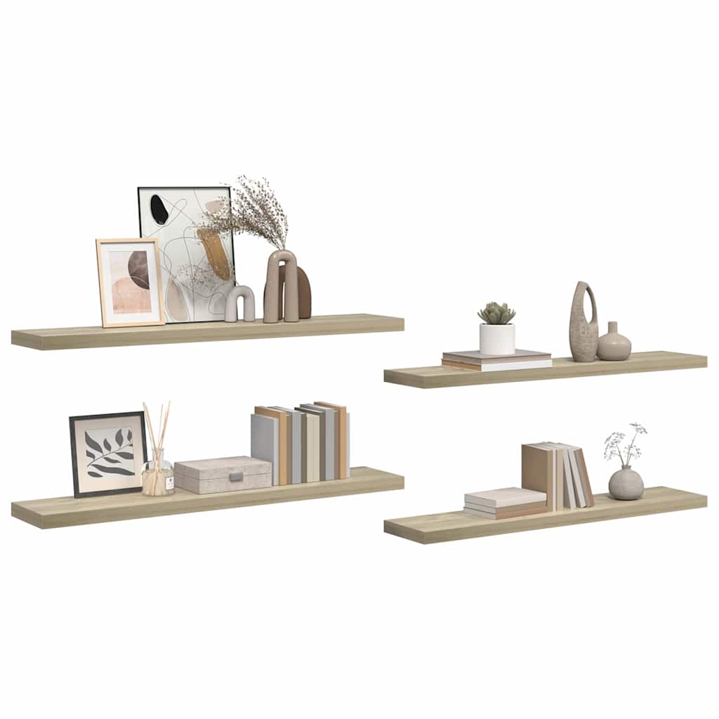 Scaffali a Parete 4 pz Rovere 120x23,5x3,8 cm in MDF