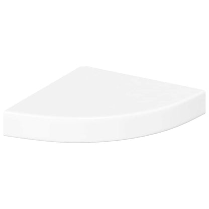 Mensola angolare sospesa bianco lucido 25x25x3,8 cm MDF