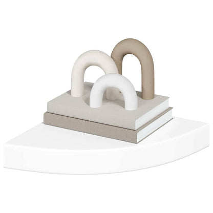 Mensola angolare sospesa bianco lucido 25x25x3,8 cm MDF