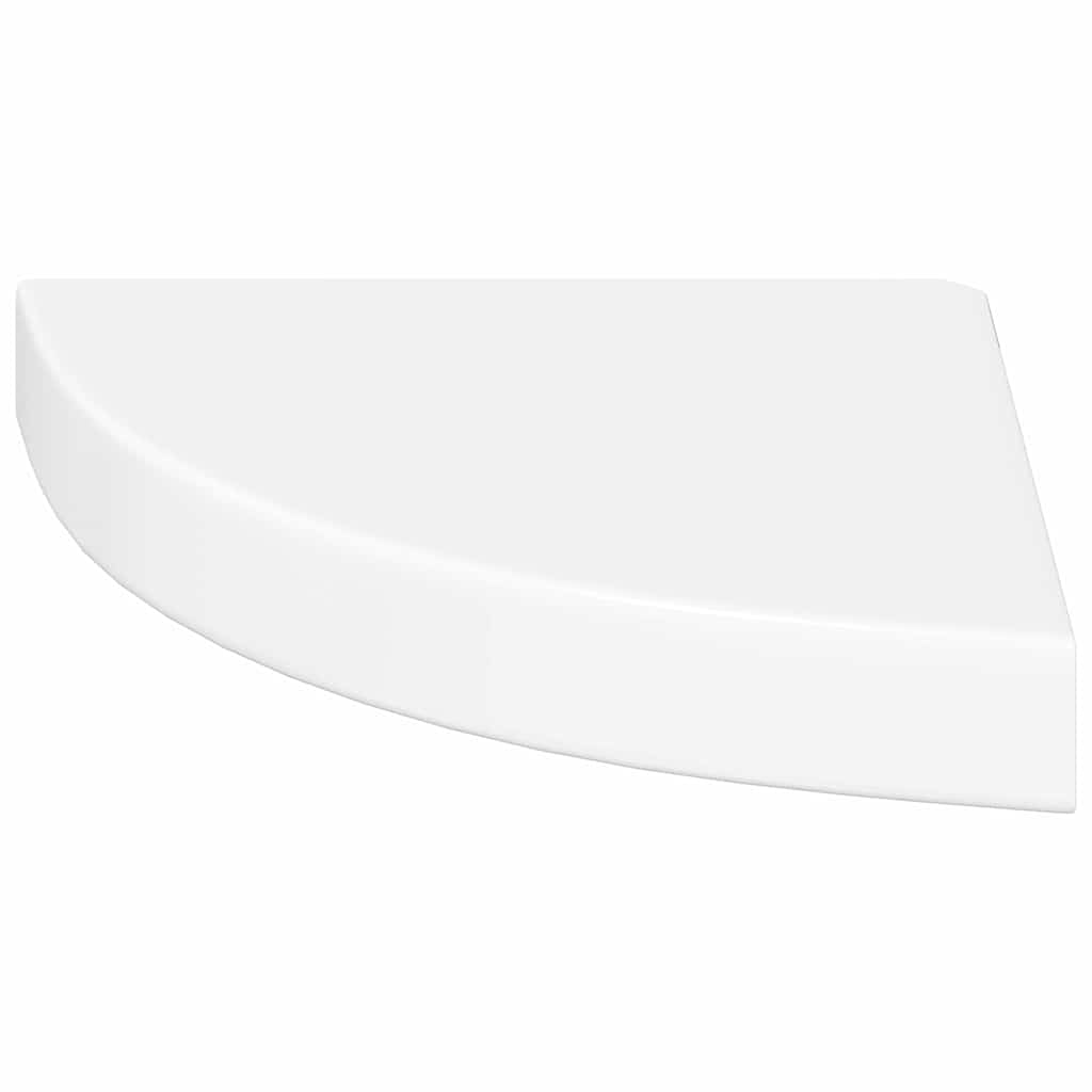 Mensola angolare sospesa bianco lucido 25x25x3,8 cm MDF