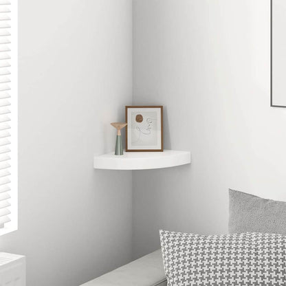 Mensola angolare sospesa bianco lucido 25x25x3,8 cm MDF