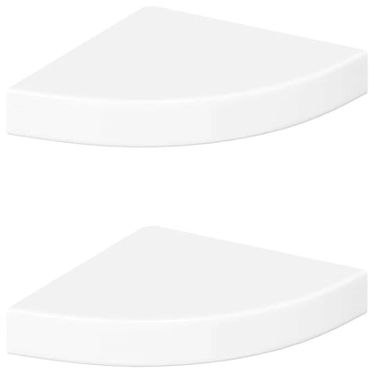 Mensole Angolari Sospese 2 pz Bianco Lucido 25x25x3,8 cm MDF