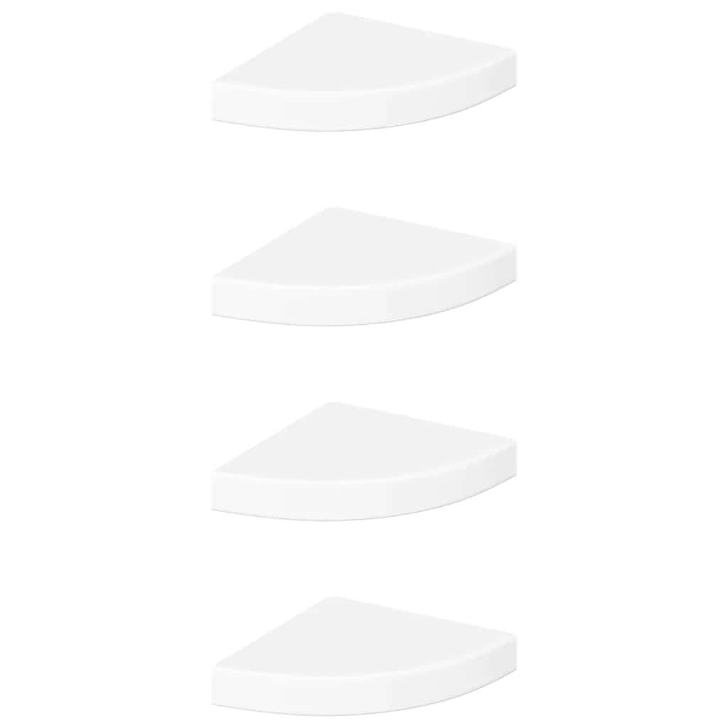 Mensole Angolari Sospese 4 pz Bianco Lucido 25x25x3,8 cm MDF | homemem39
