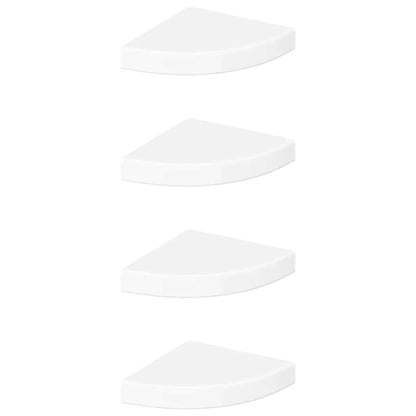 Mensole Angolari Sospese 4 pz Bianco Lucido 25x25x3,8 cm MDF | homemem39