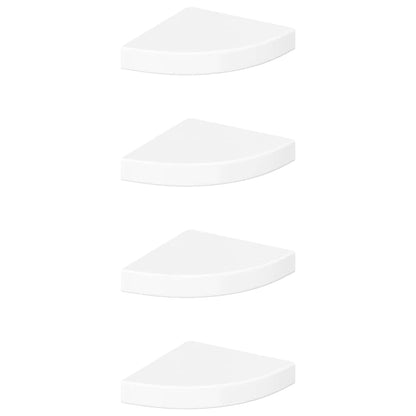 Mensole Angolari Sospese 4 pz Bianco Lucido 25x25x3,8 cm MDF