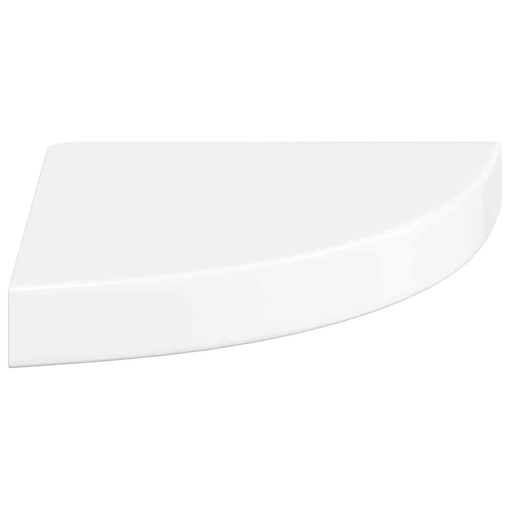 Mensole Angolari Sospese 4 pz Bianco Lucido 25x25x3,8 cm MDF