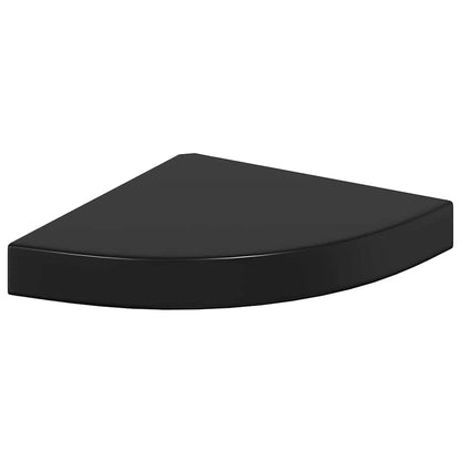 Scaffale Angolare a Parete Nero Lucido 25x25x3,8 cm in MDF